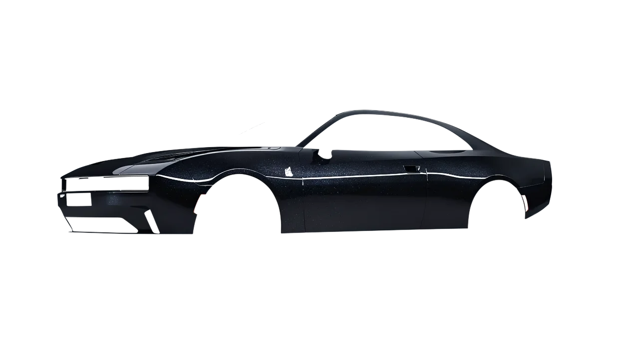 Dodge Charger Daytona 2024 wrapped in Mystery Black (Avery Dennison SW900-184-M), front three-quarter view