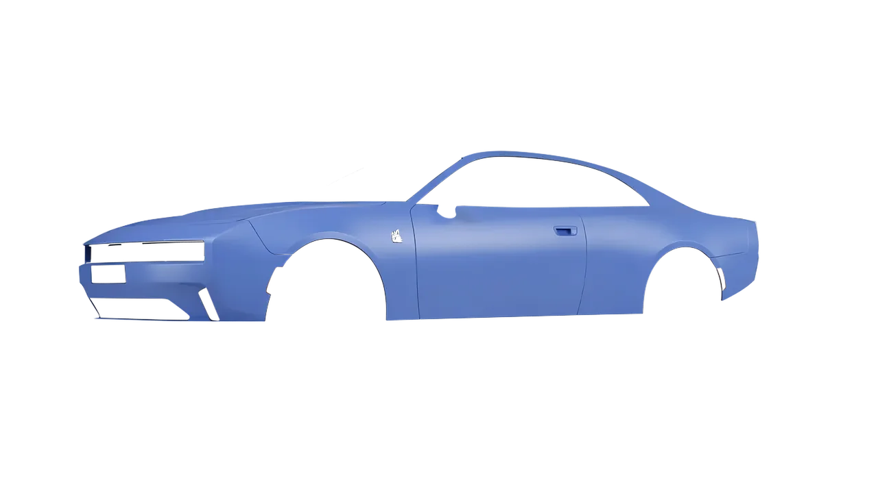 Dodge Charger Daytona 2024 wrapped in Dreamline Blue (Avery Dennison SW900-616-O), front three-quarter view
