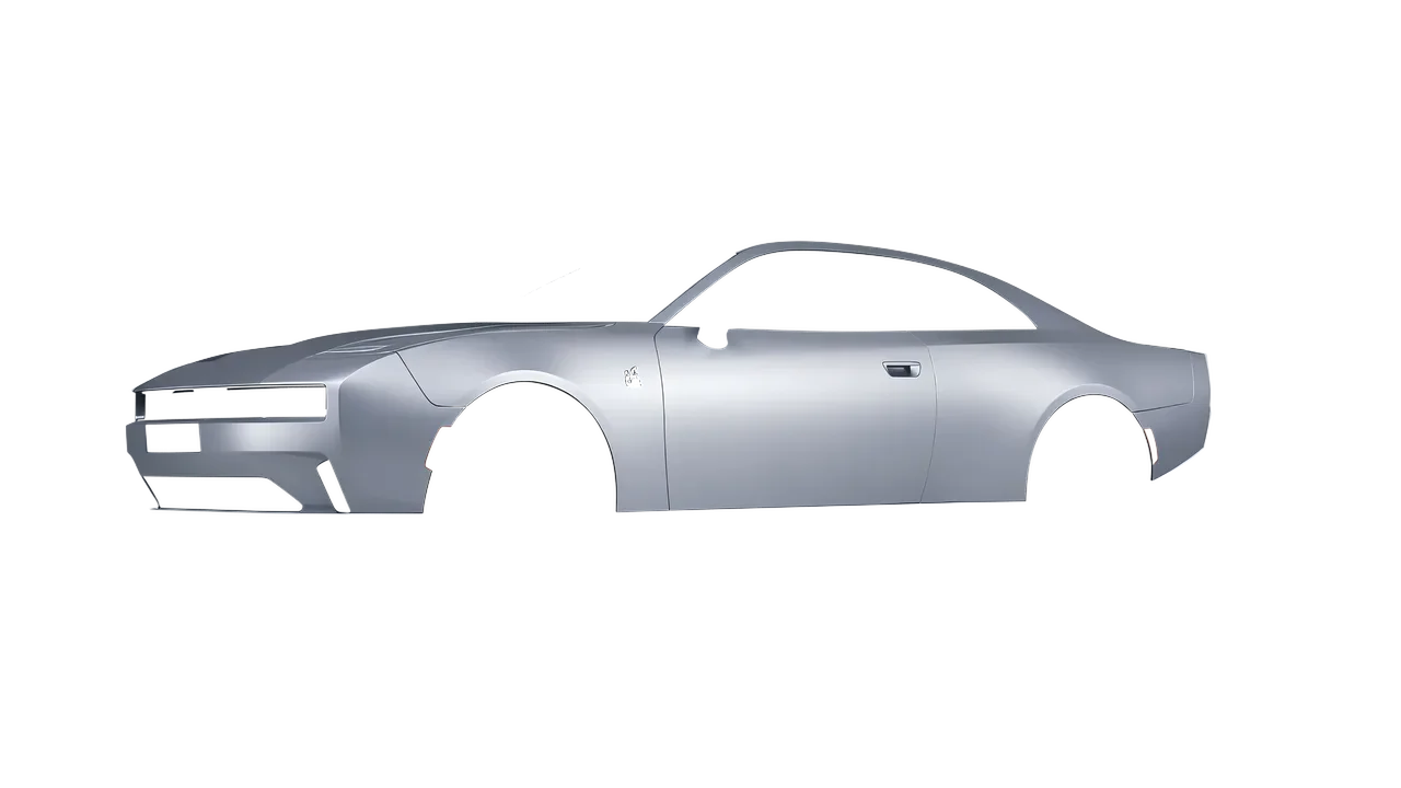 Dodge Charger Daytona 2024 wrapped in Matte Silver (3M M21), front three-quarter view