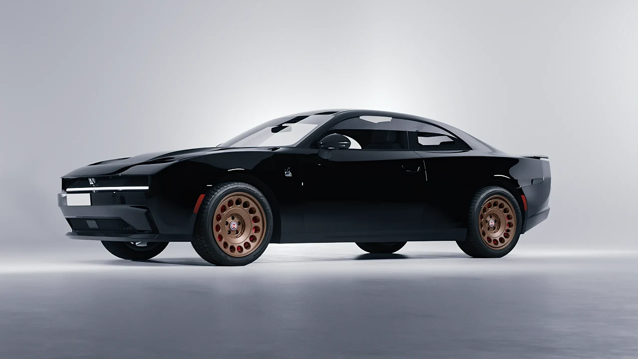 Dodge Charger Daytona 2024 on HRE Performance Wheels 037-GTM forged wheels, front three-quarter view