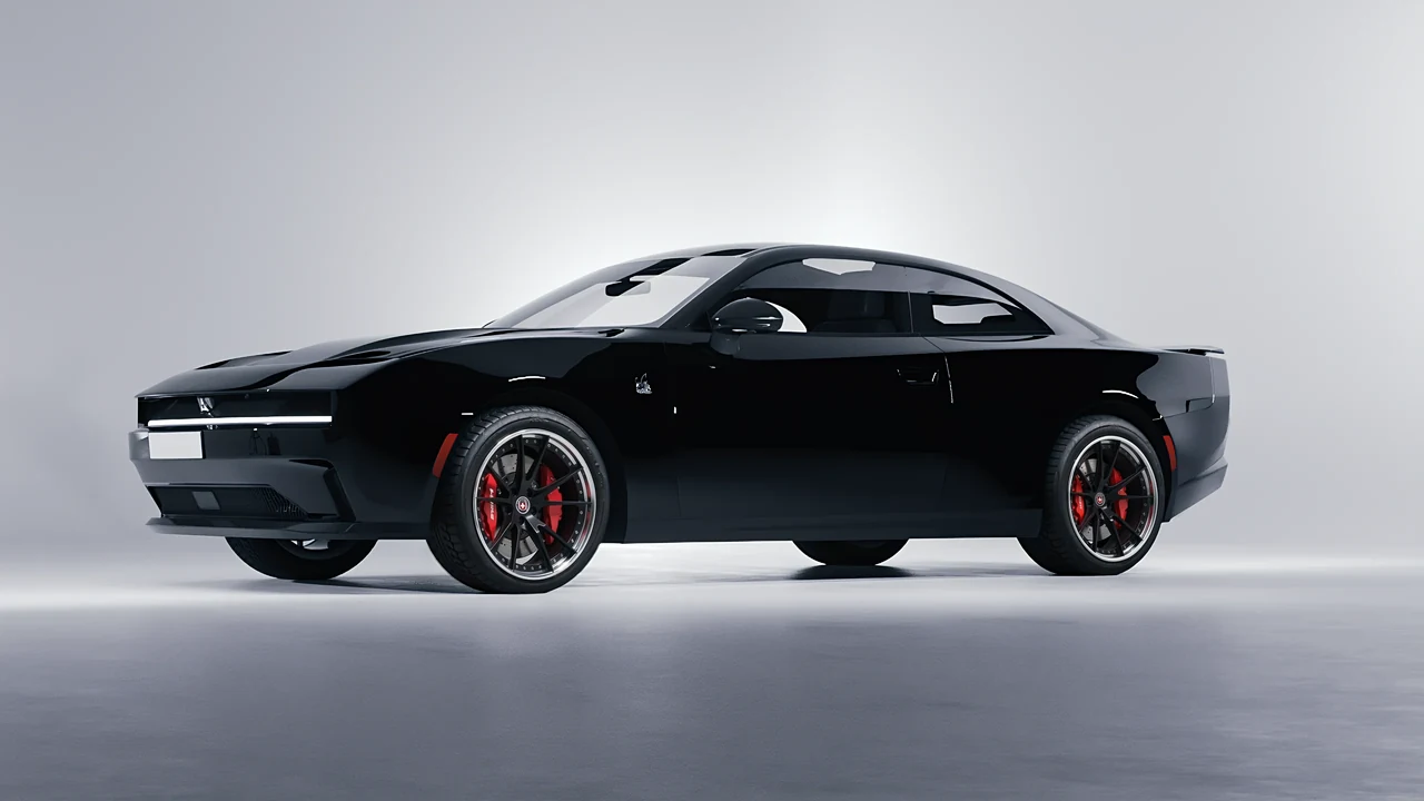 Dodge Charger Daytona 2024 on HRE Performance Wheels S104 forged wheels, front three-quarter view