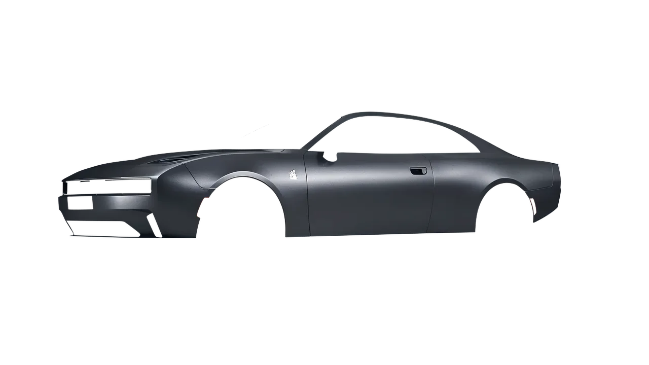 Dodge Charger Daytona 2024 wrapped in Black Rock Grey (Avery Dennison SW900-823-M), front three-quarter view