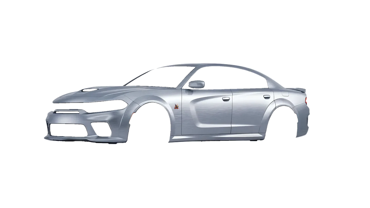 Dodge Charger Scat Pack Widebody 2020 wrapped in Brushed Aluminum (Avery Dennison SW900-812-X), front three-quarter view