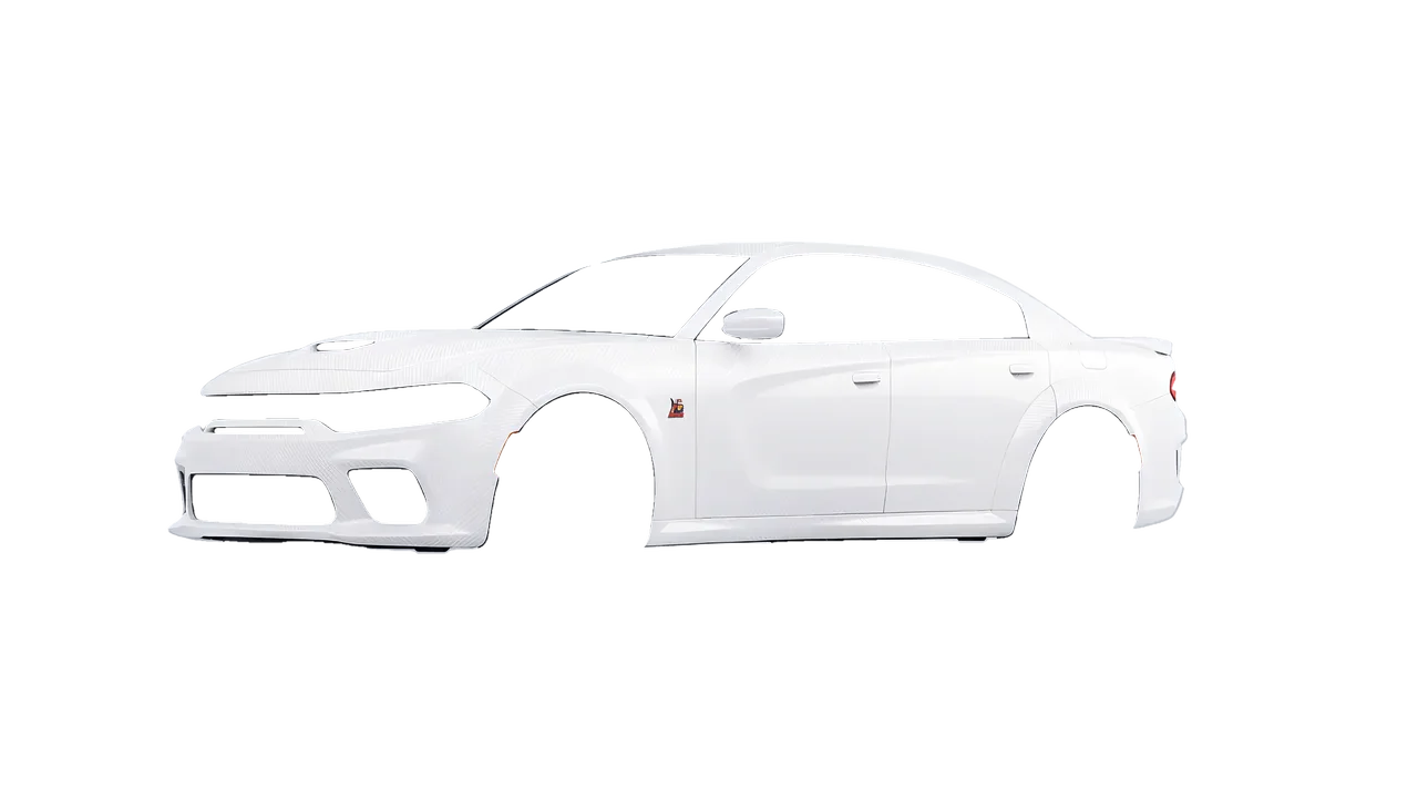 Dodge Charger Scat Pack Widebody 2020 wrapped in Carbon Fiber White (Avery Dennison SW900-115-X), front three-quarter view