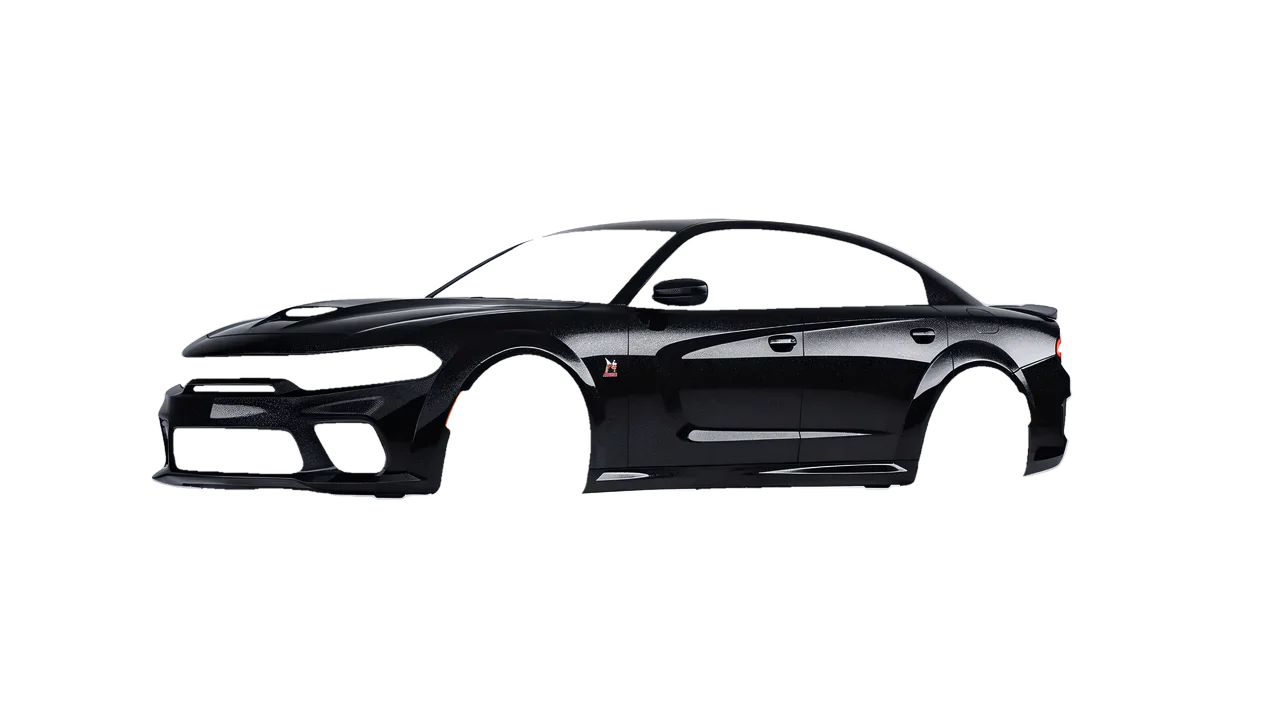 Dodge Charger Scat Pack Widebody 2020 wrapped in Mystery Black (Avery Dennison SW900-184-M), front three-quarter view
