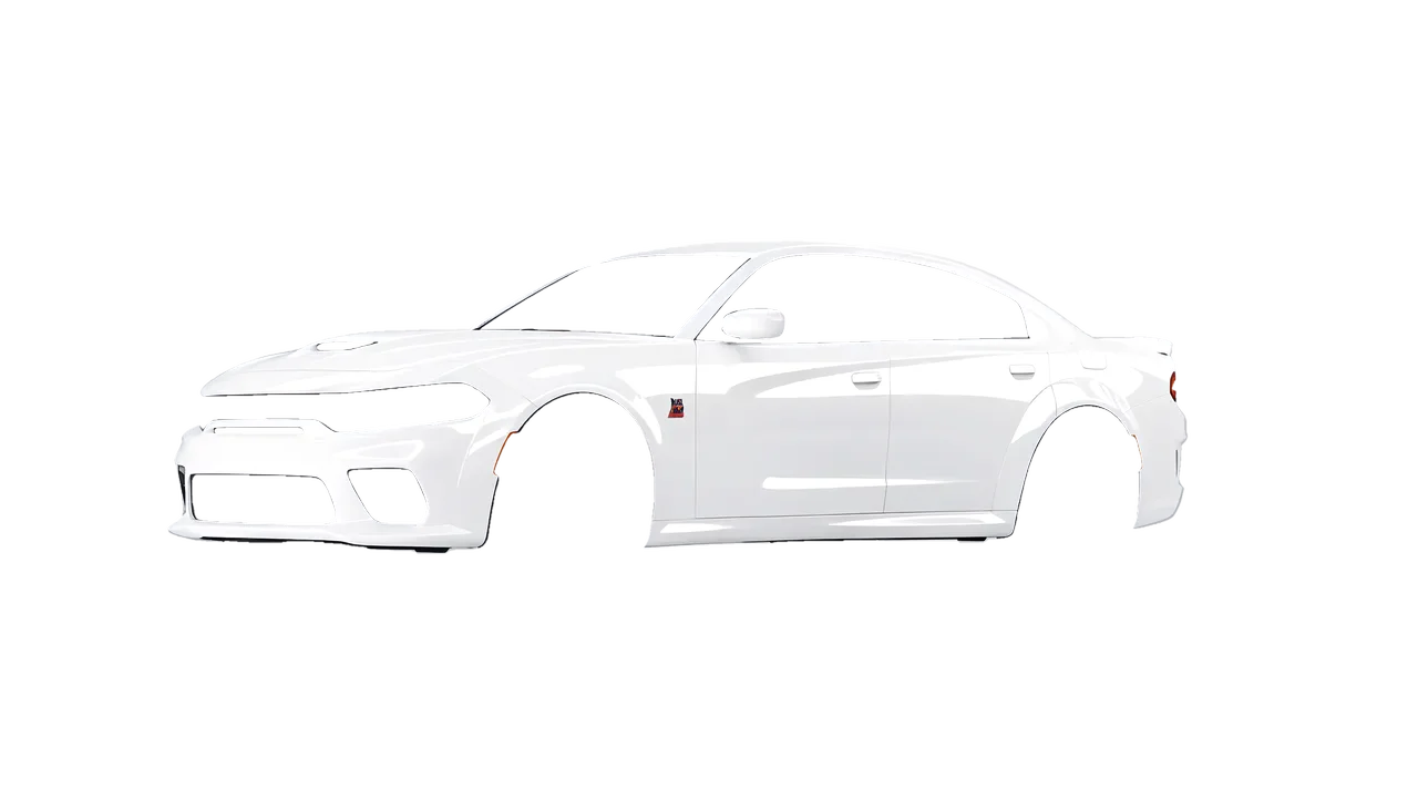 Dodge Charger Scat Pack Widebody 2020 wrapped in Gloss White (3M G10), front three-quarter view
