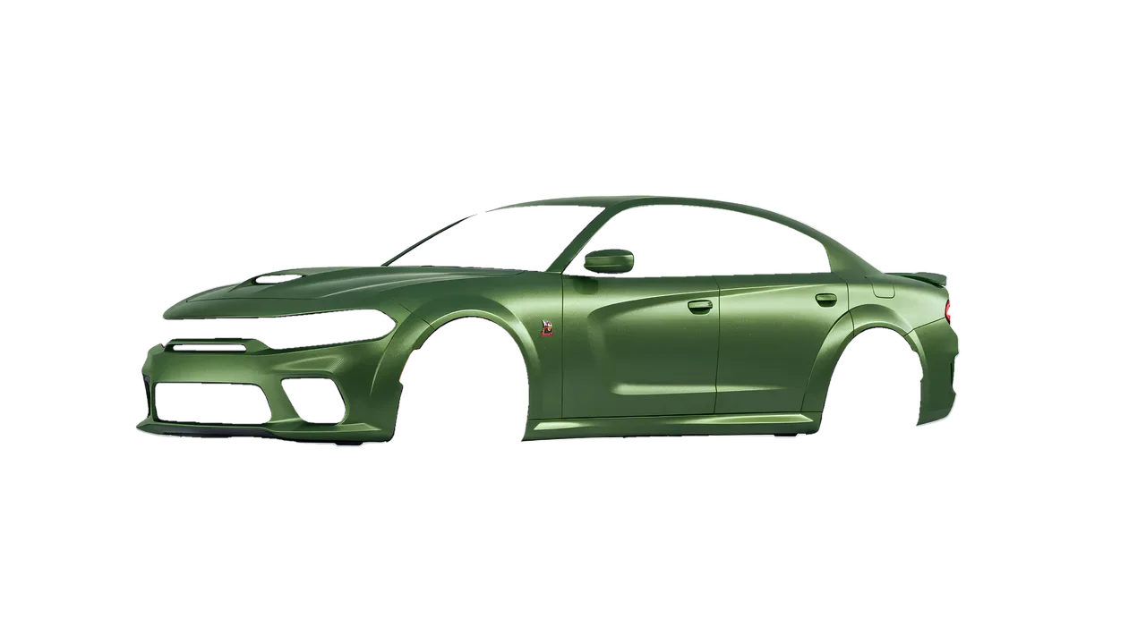 Dodge Charger Scat Pack Widebody 2020 wrapped in Apple Green (Avery Dennison SW900-745-M), front three-quarter view