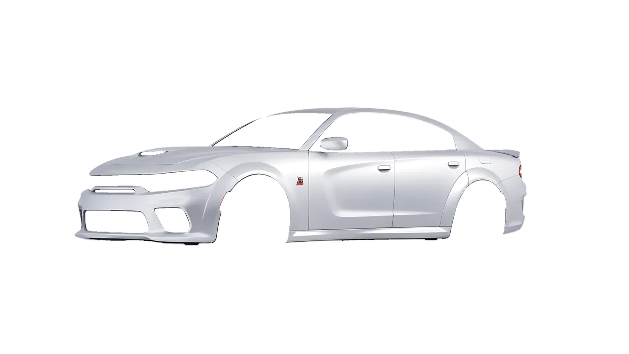 Dodge Charger Scat Pack Widebody 2020 wrapped in Matte Silver (3M M21), front three-quarter view