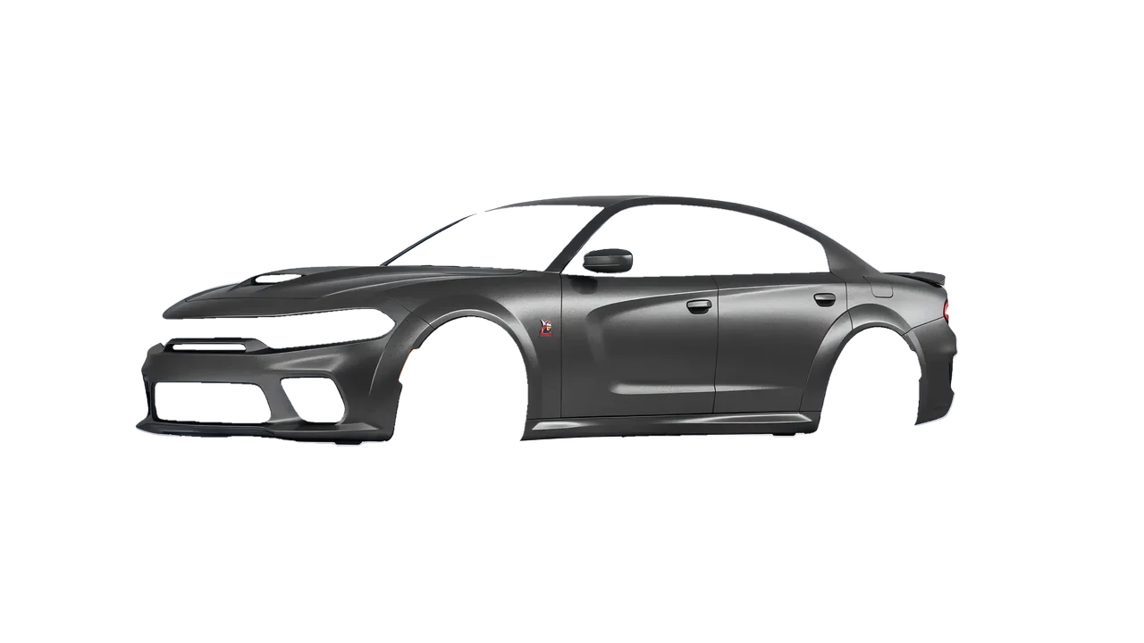 Dodge Charger Scat Pack Widebody 2020 wrapped in Black Rock Grey (Avery Dennison SW900-823-M), front three-quarter view