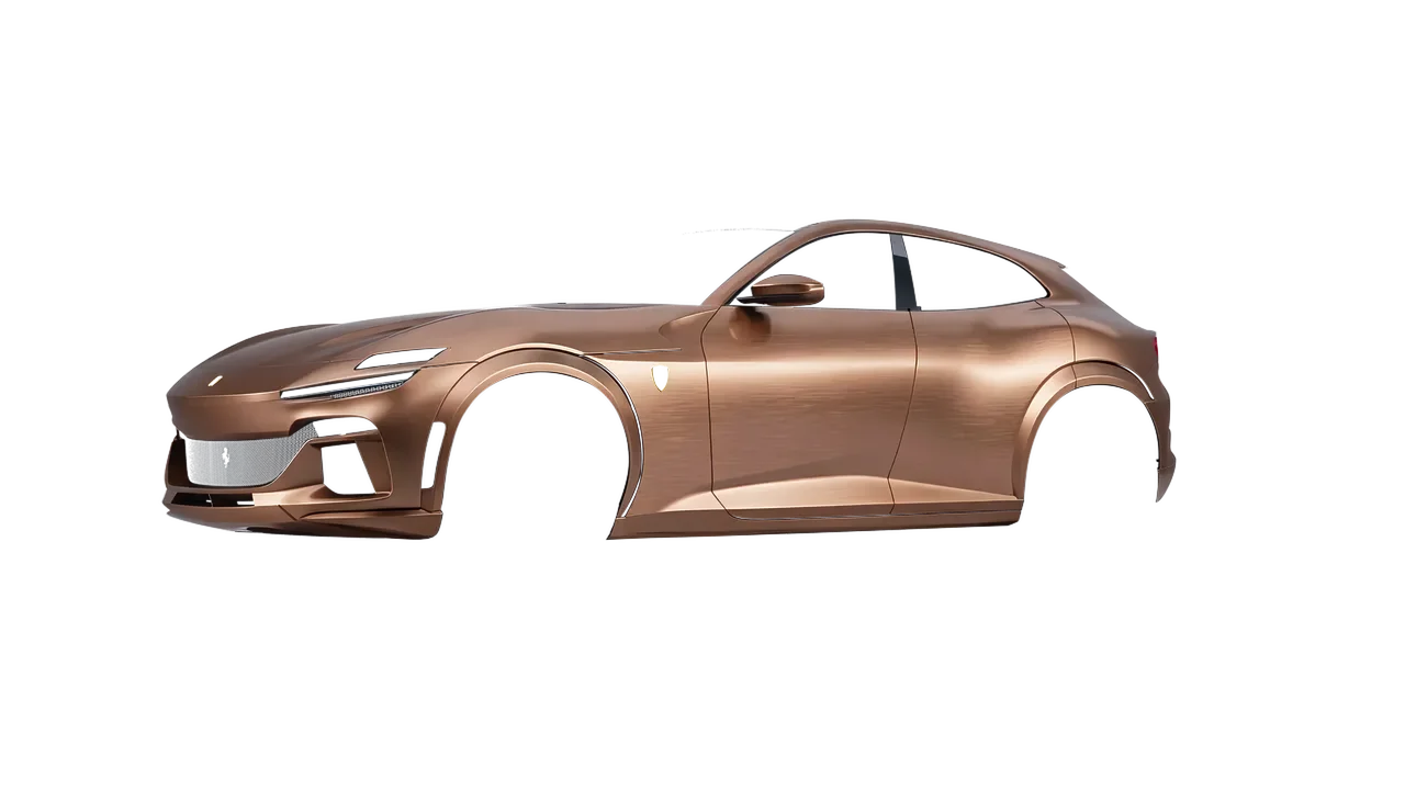 Ferrari Purosangue 2024 wrapped in Brushed Bronze (Avery Dennison SW900-933-X), front three-quarter view