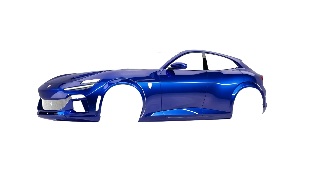 Ferrari Purosangue 2024 wrapped in Blue (Avery Dennison SF100-256-S), front three-quarter view