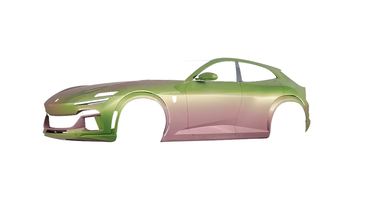 Ferrari Purosangue 2024 wrapped in Avocado Matt (ORACAL 970RA-317M), front three-quarter view