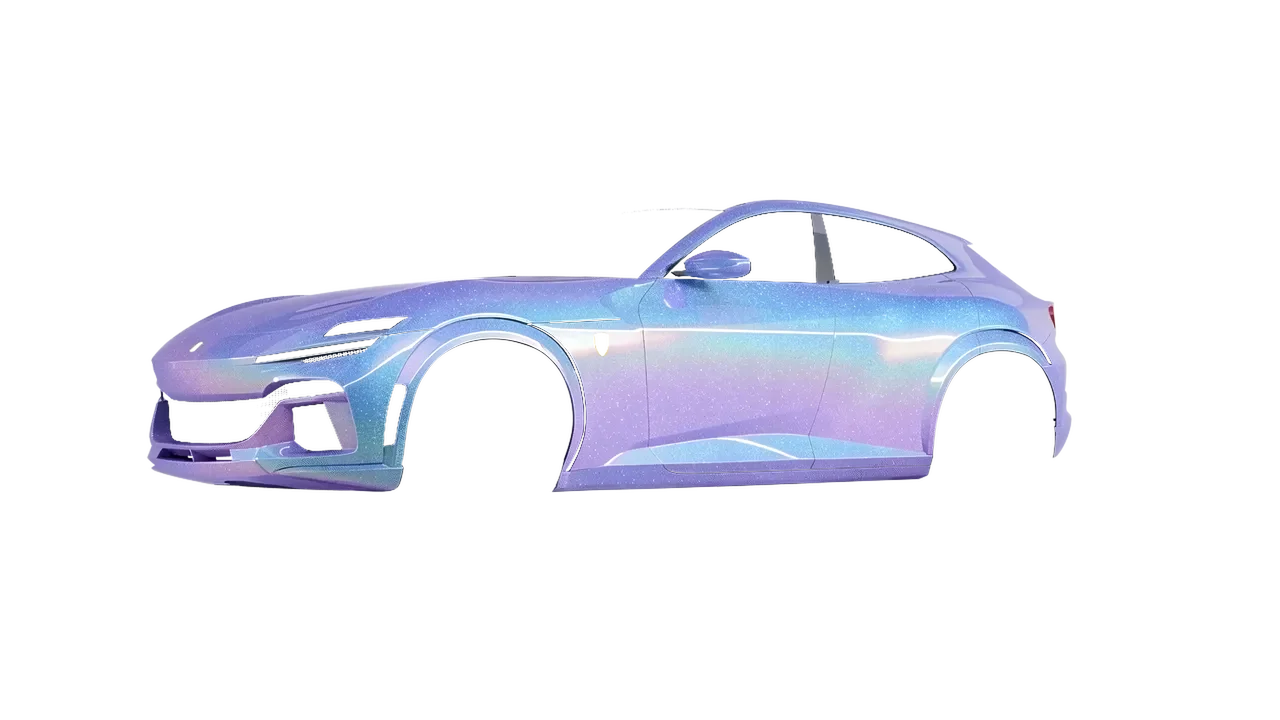 Ferrari Purosangue 2024 wrapped in Intergalactic Blue Gloss (ORACAL 970RA-155G), front three-quarter view