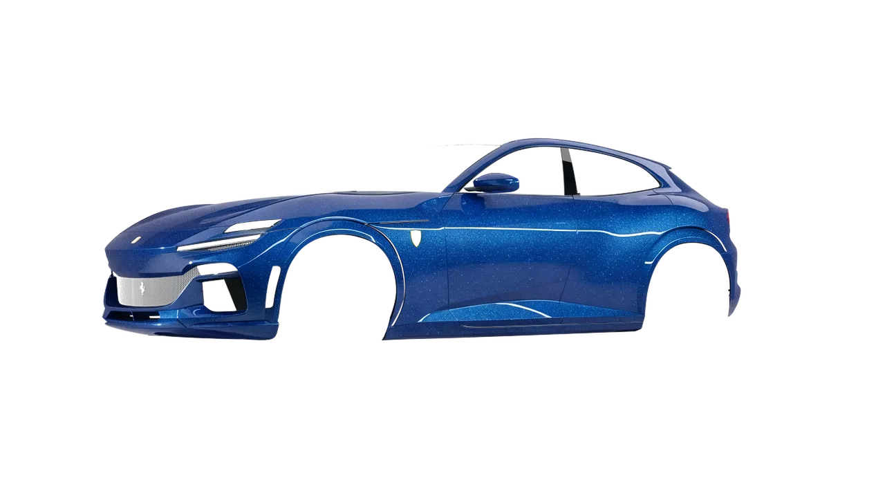 Ferrari Purosangue 2024 wrapped in Blue (Avery Dennison SW900-676-D), front three-quarter view