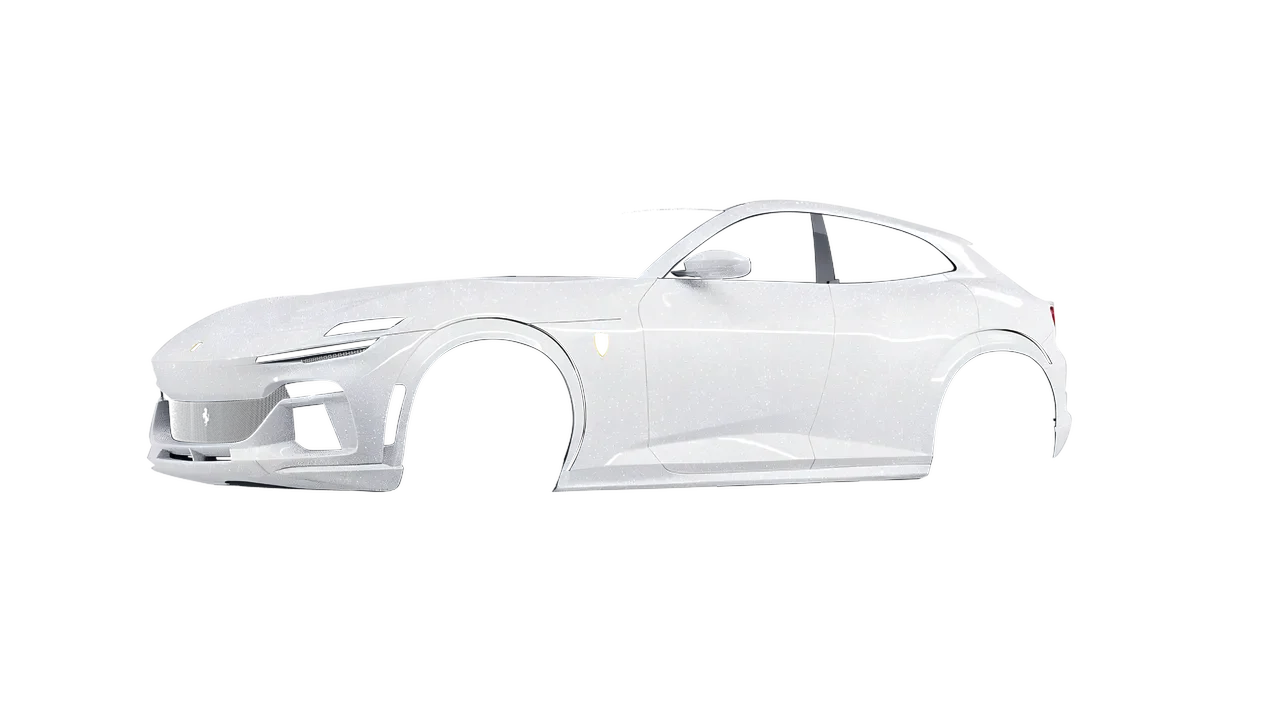 Ferrari Purosangue 2024 wrapped in White (Avery Dennison SW900-161-D), front three-quarter view