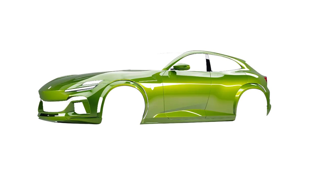 Ferrari Purosangue 2024 wrapped in Algae Green Gloss (ORACAL 970RA-688G), front three-quarter view