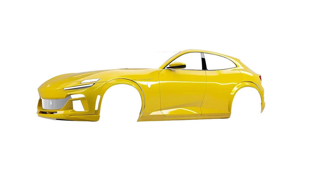 Ferrari Purosangue 2024 wrapped in Ambulance Yellow (Avery Dennison SW900-236-O), front three-quarter view
