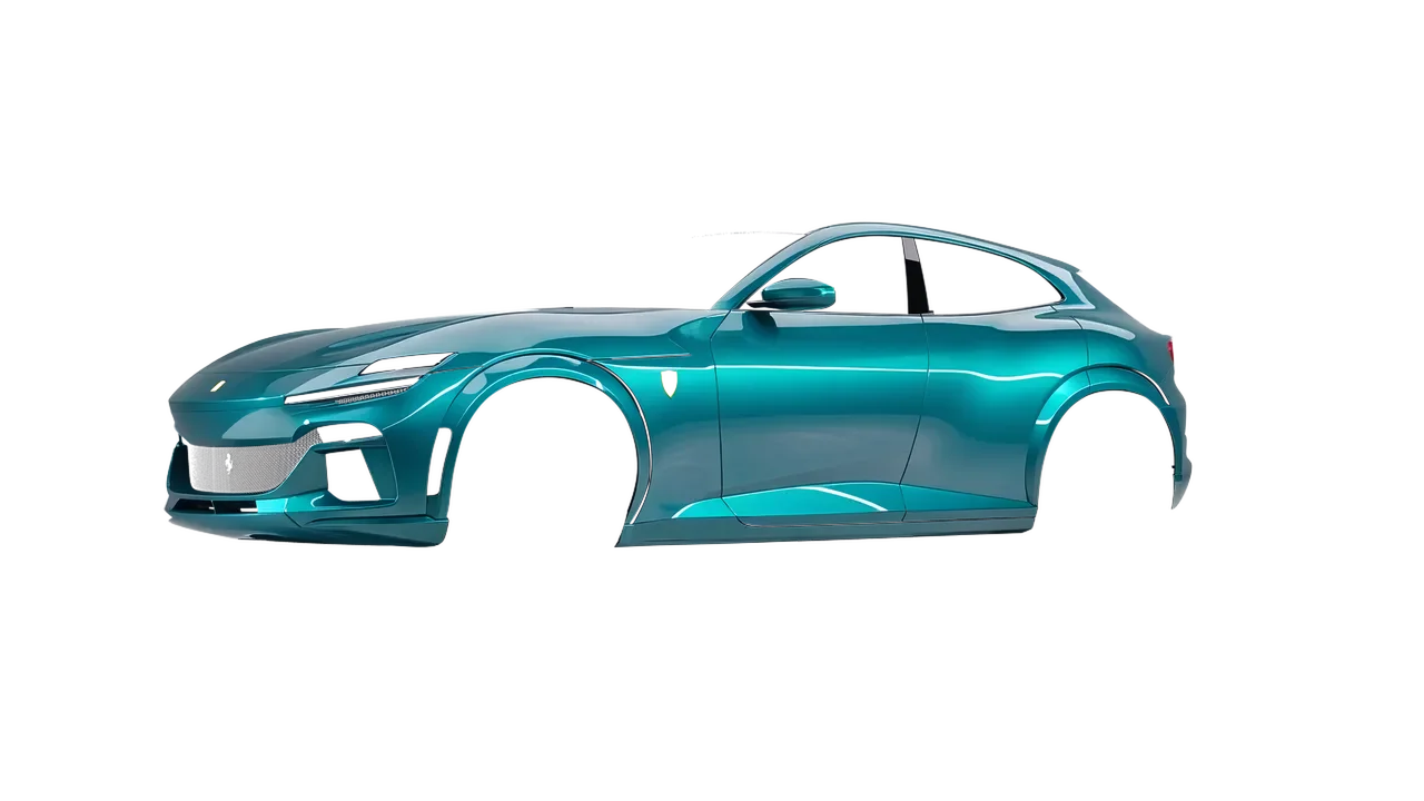Ferrari Purosangue 2024 wrapped in Atomic Teal (3M G356), front three-quarter view