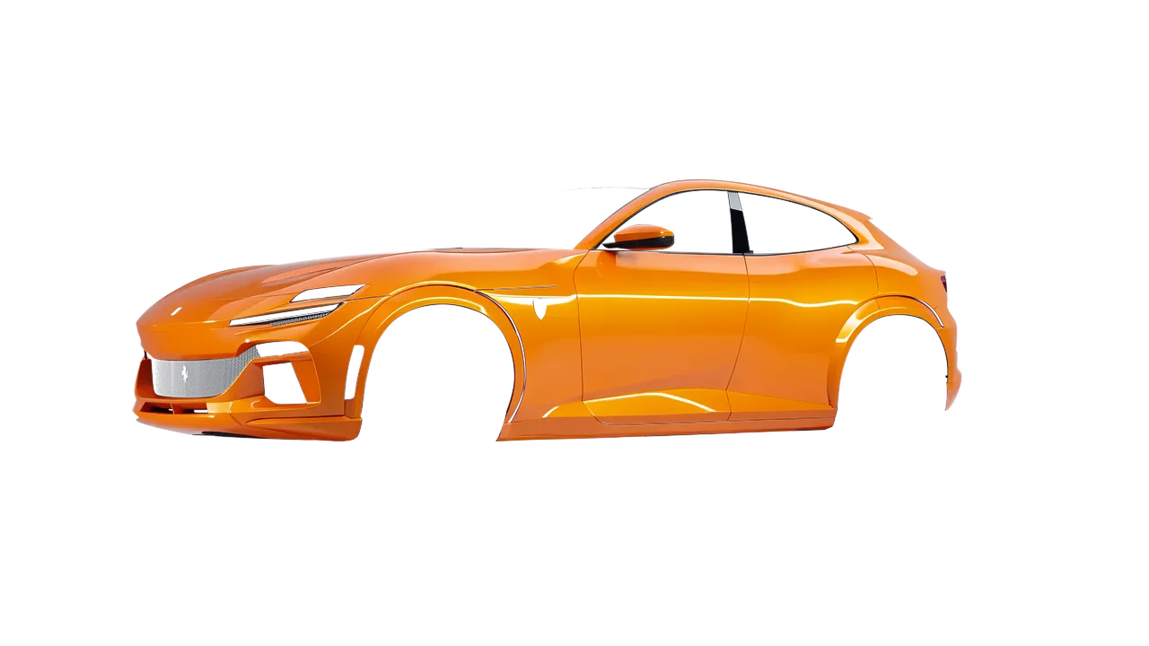 Ferrari Purosangue 2024 wrapped in Bright Orange (3M G54), front three-quarter view