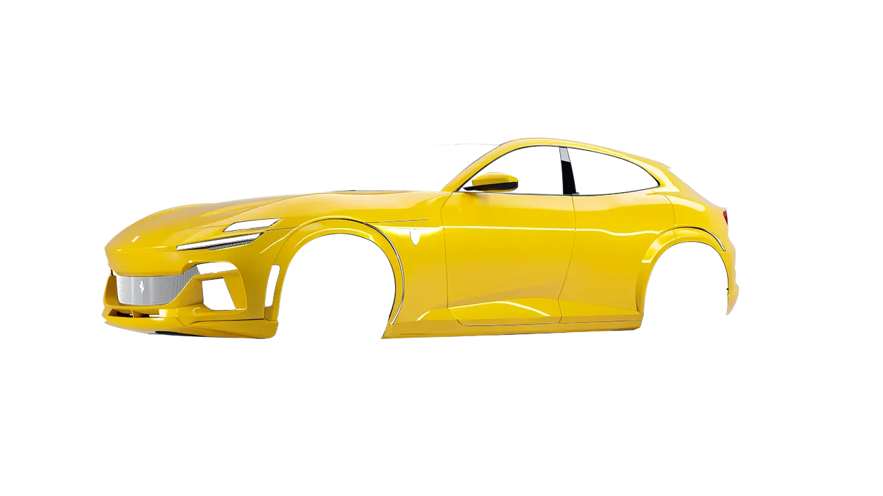 Ferrari Purosangue 2024 wrapped in Bright Yellow (3M G15), front three-quarter view