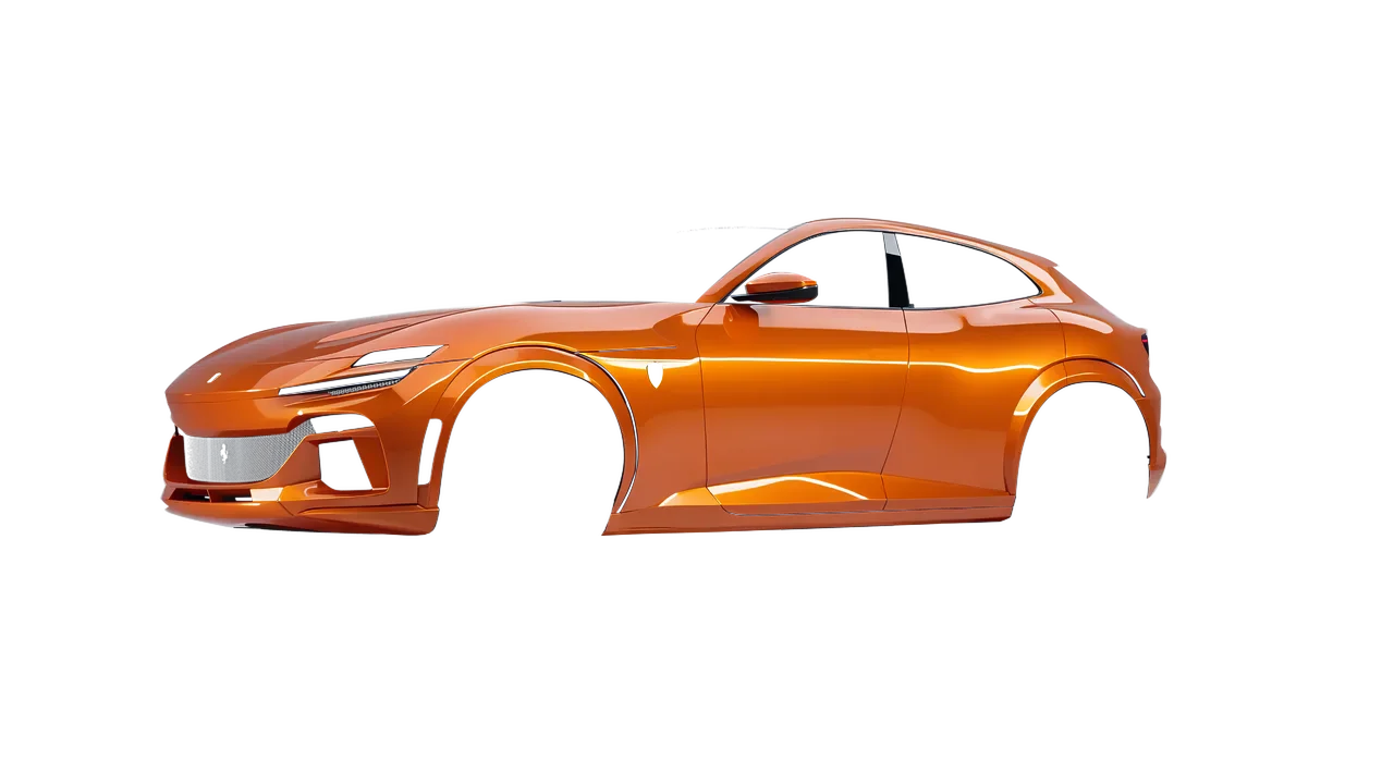 Ferrari Purosangue 2024 wrapped in Burnt Orange (3M G14), front three-quarter view