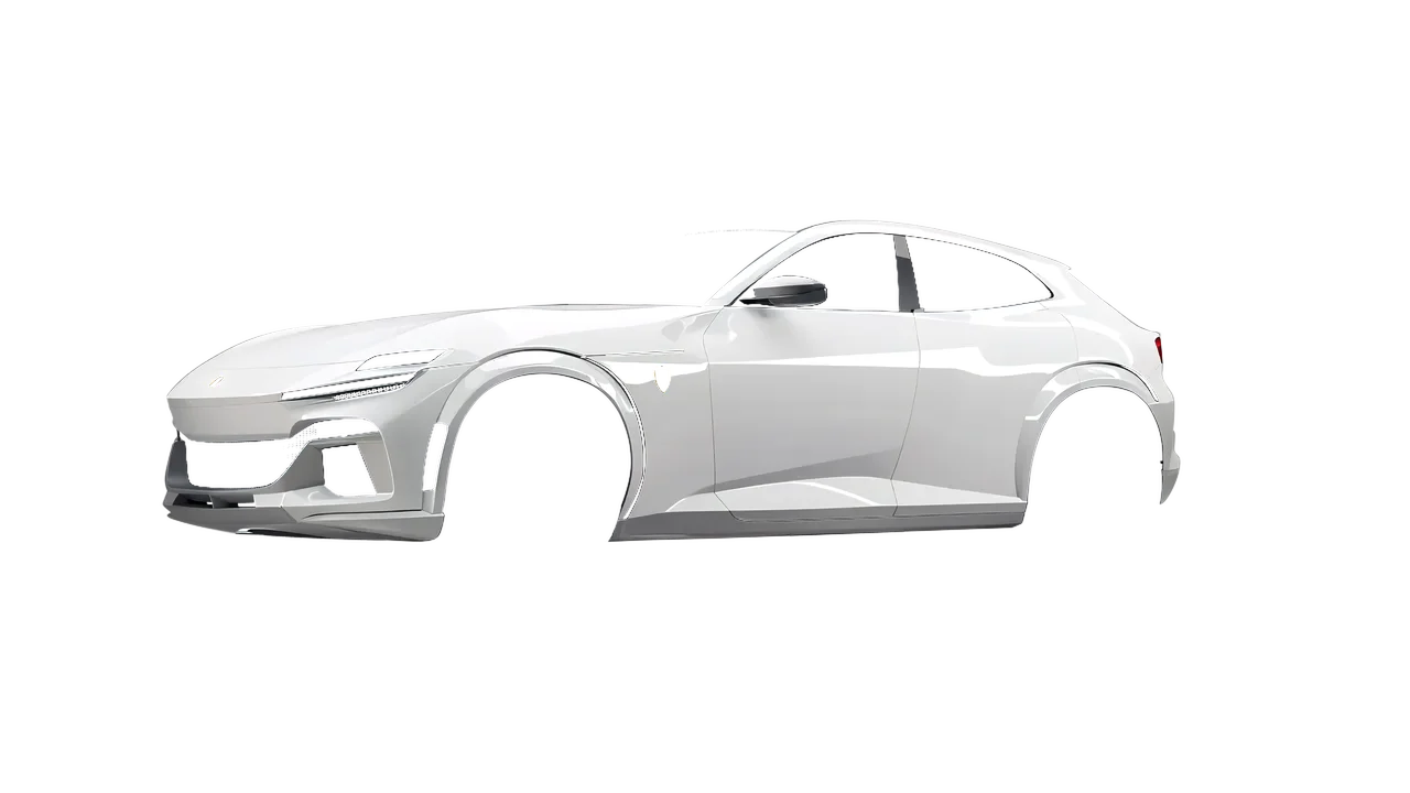 Ferrari Purosangue 2024 wrapped in Chalk White Gloss (KPMF K75411), front three-quarter view