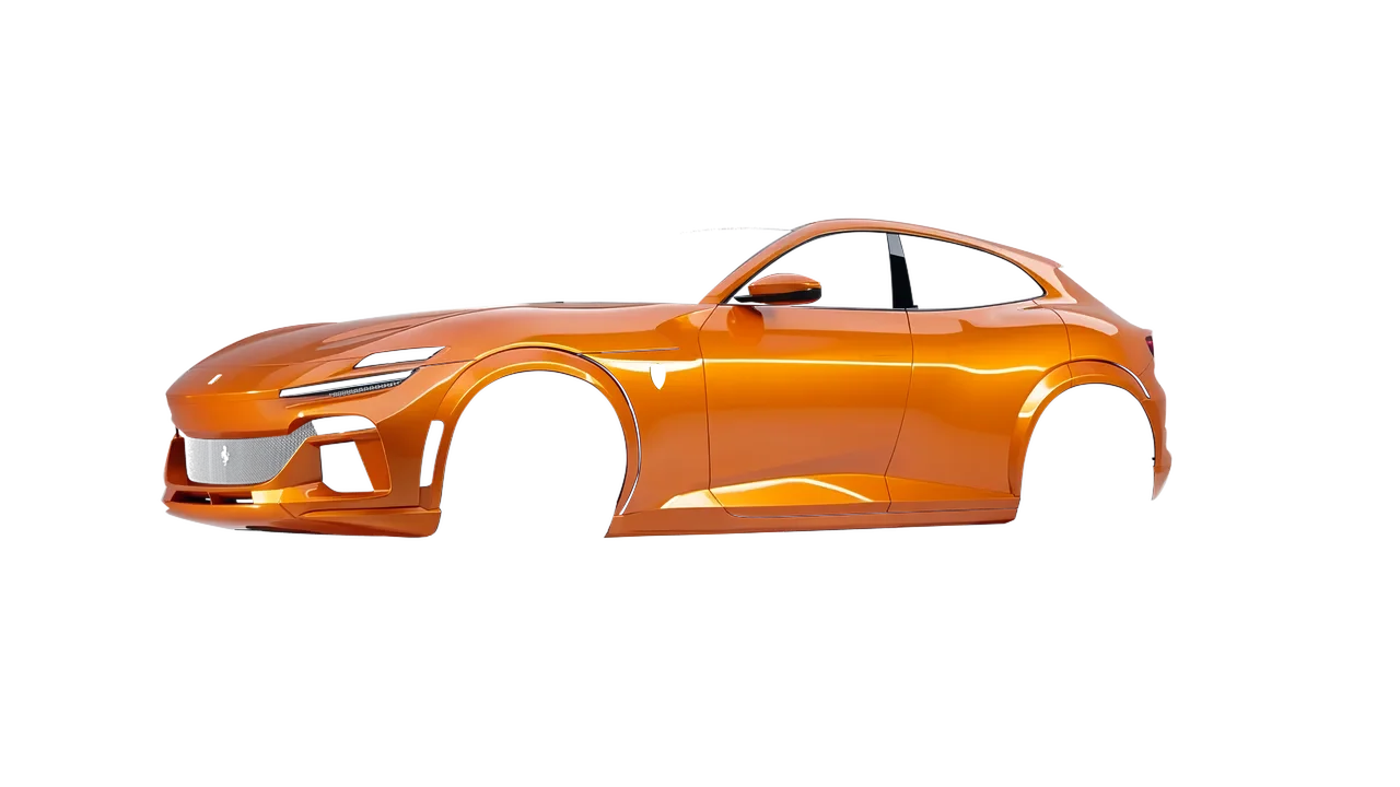 Ferrari Purosangue 2024 wrapped in Deep Orange (3M G24), front three-quarter view