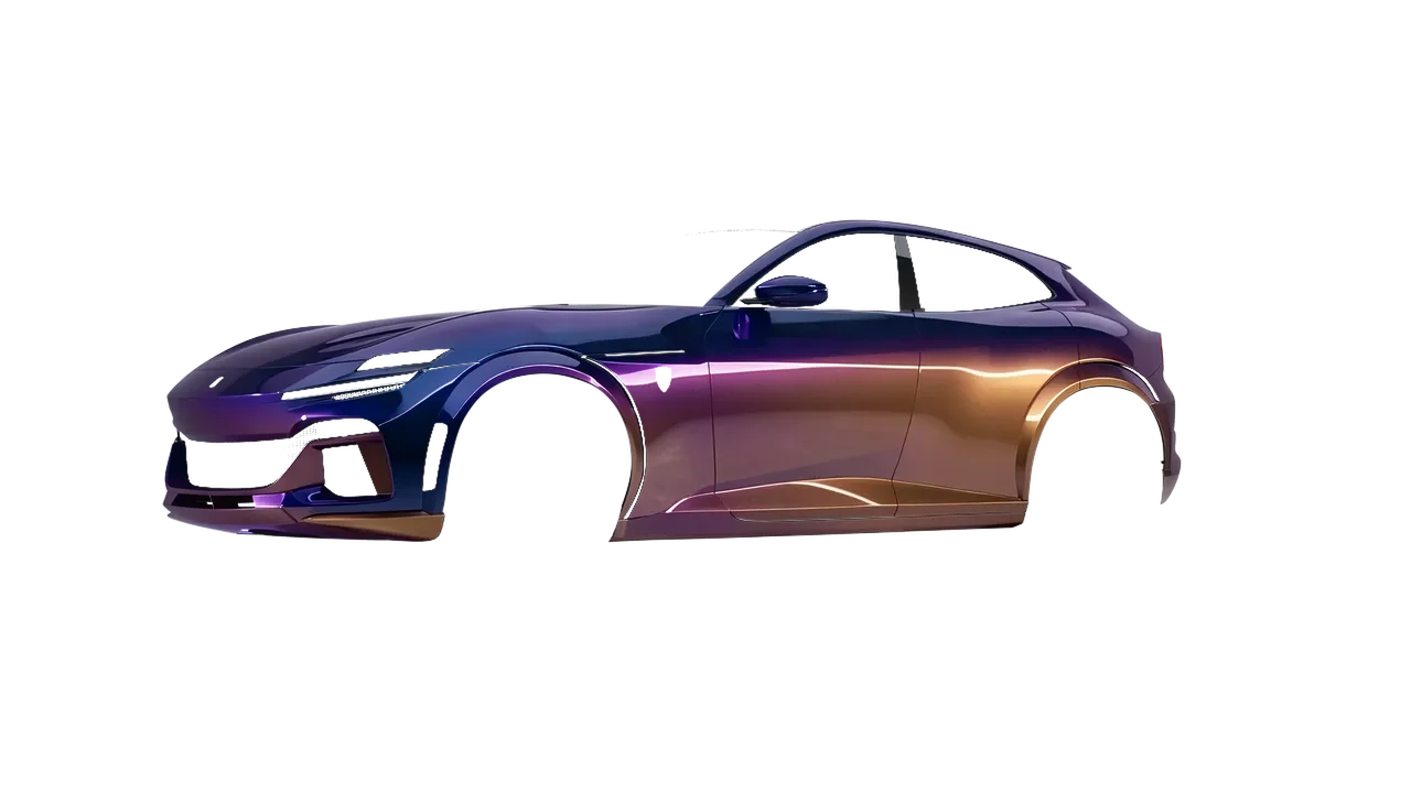 Ferrari Purosangue 2024 wrapped in Gloss Flip Deep Space (3M GP278), front three-quarter view