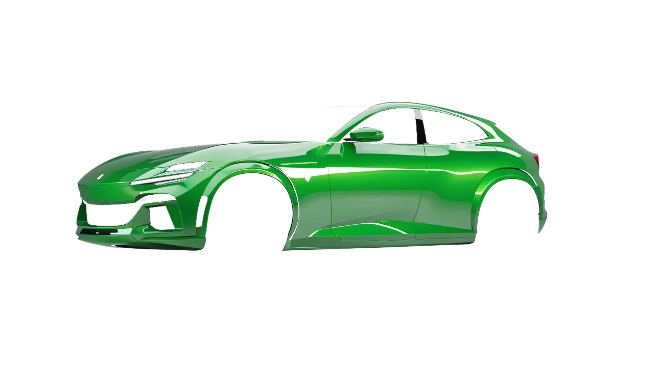 Ferrari Purosangue 2024 wrapped in Grass Green Gloss (ORACAL 970RA-602G), front three-quarter view