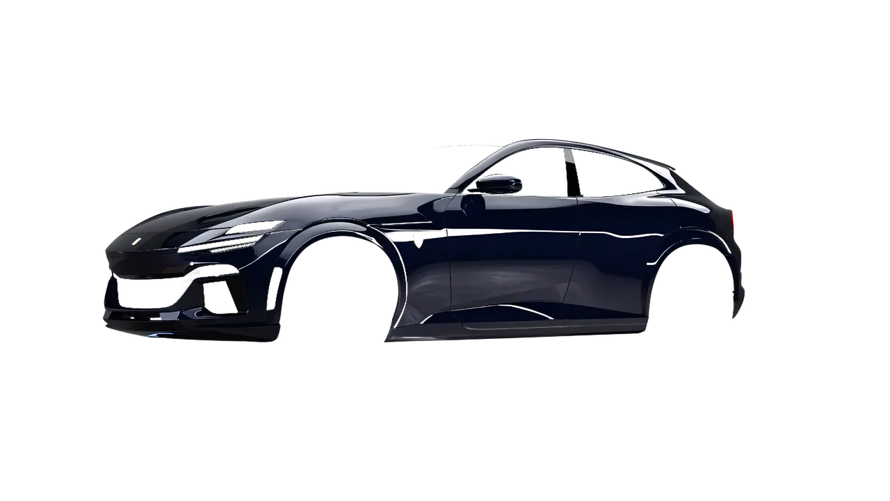 Ferrari Purosangue 2024 wrapped in GT3 Blue Gloss (ORACAL 970RA-111G), front three-quarter view
