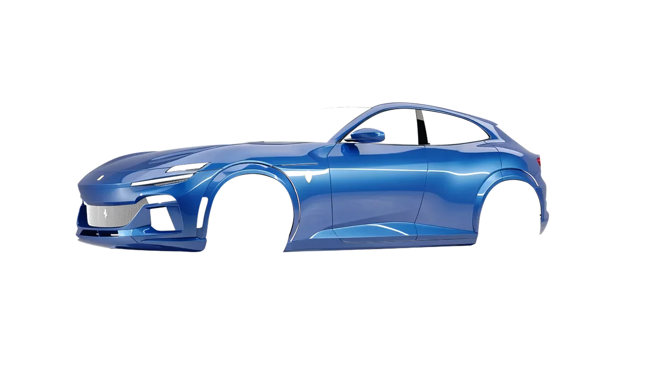 Ferrari Purosangue 2024 wrapped in Ice Blue (3M G247), front three-quarter view