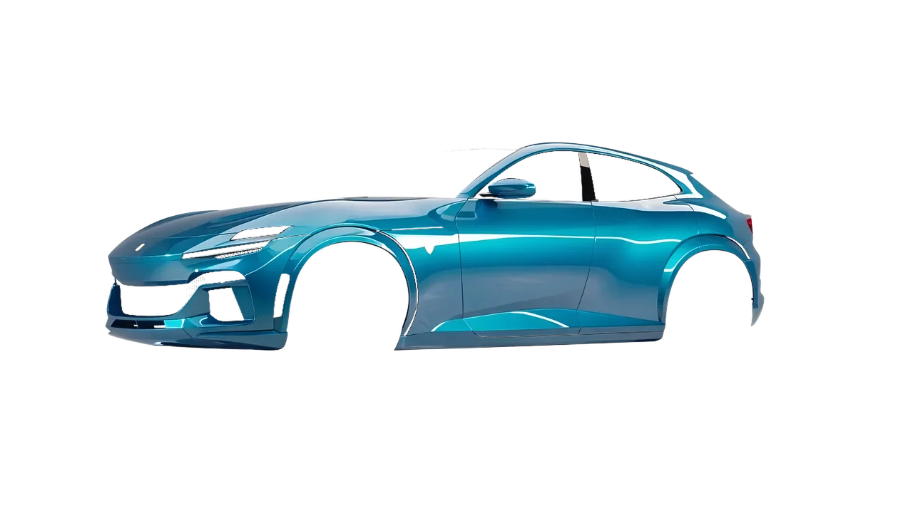 Ferrari Purosangue 2024 wrapped in Lagoon Gloss (ORACAL 970RA-553G), front three-quarter view