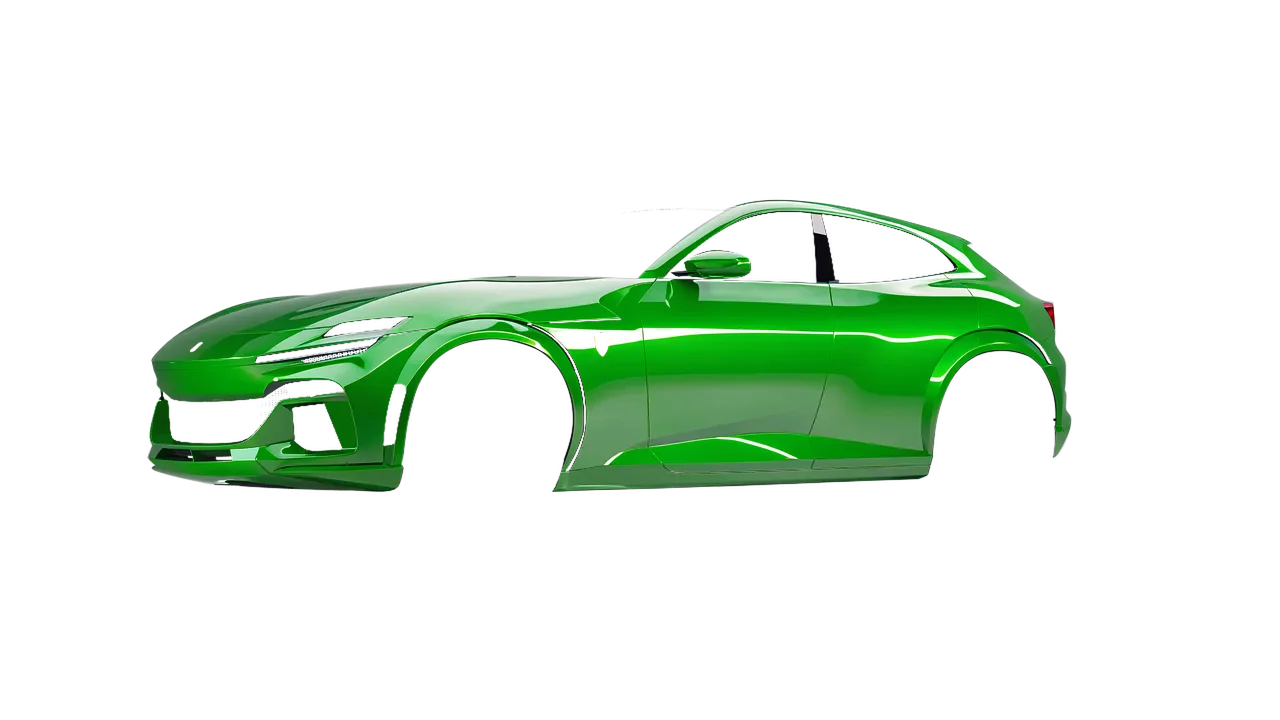 Ferrari Purosangue 2024 wrapped in Lawn Green Gloss (ORACAL 970RA-464G), front three-quarter view