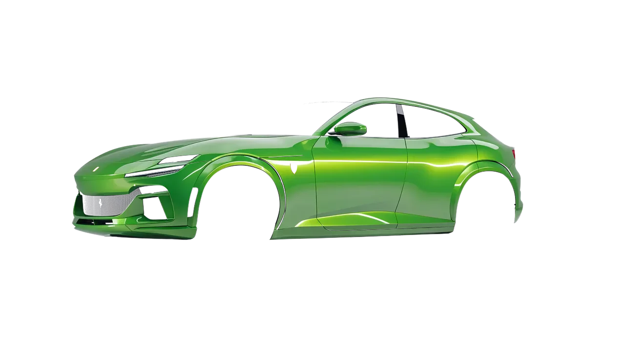 Ferrari Purosangue 2024 wrapped in Light Green (3M G16), front three-quarter view