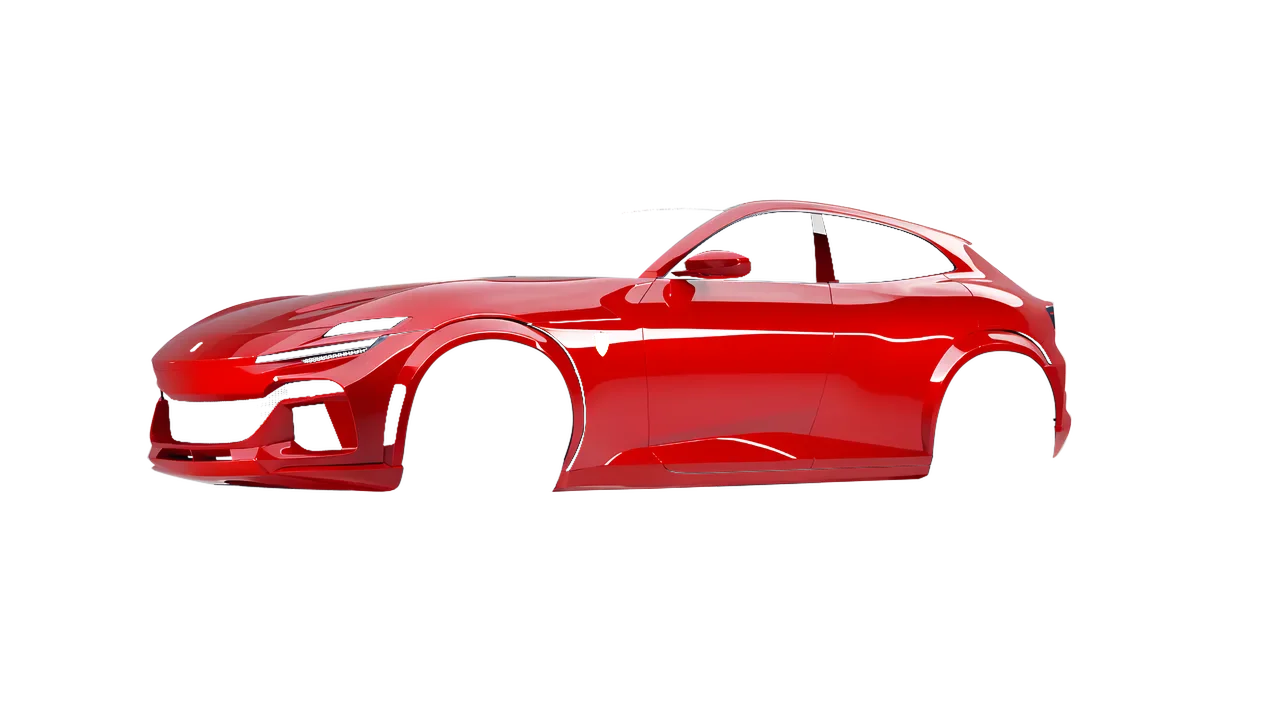 Ferrari Purosangue 2024 wrapped in Light Red Gloss (ORACAL 970RA-032G), front three-quarter view