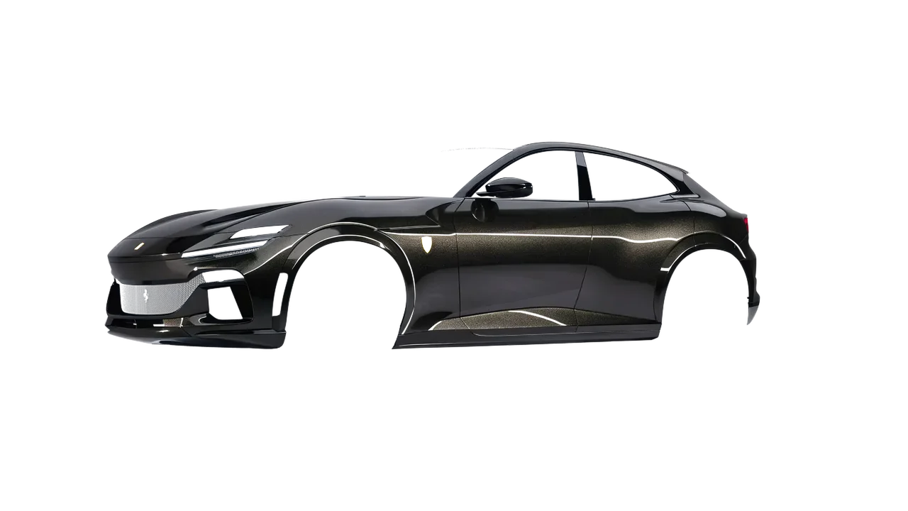 Ferrari Purosangue 2024 wrapped in Black (Avery Dennison SW900-192-M), front three-quarter view