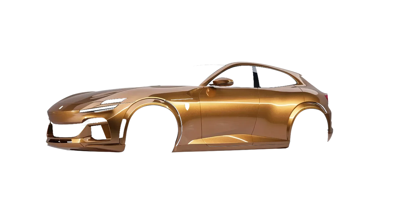 Ferrari Purosangue 2024 wrapped in Bronze Gloss (ORACAL 970RA-920G), front three-quarter view