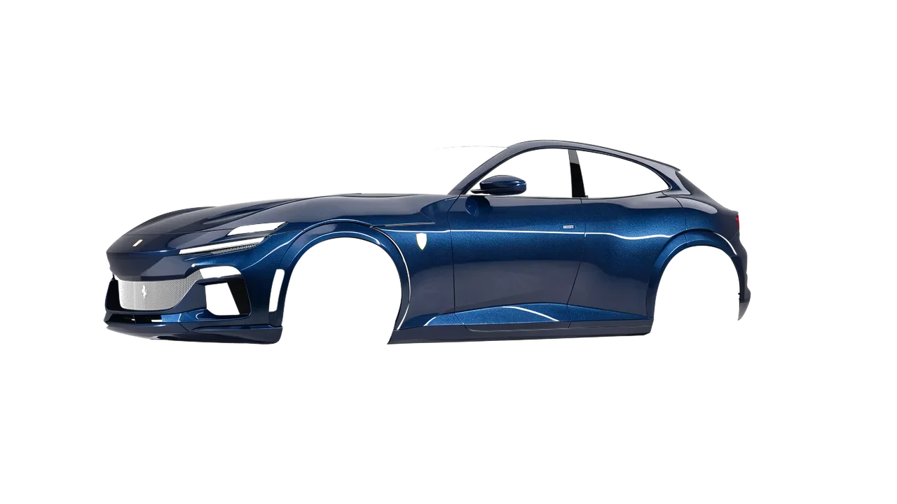 Ferrari Purosangue 2024 wrapped in Dark Blue (Avery Dennison SW900-653-M), front three-quarter view