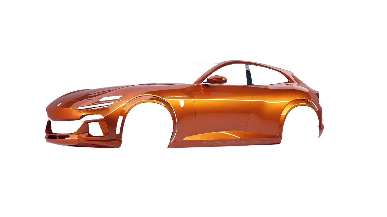 Ferrari Purosangue 2024 wrapped in Ember Orange Gloss (KPMF K75404), front three-quarter view