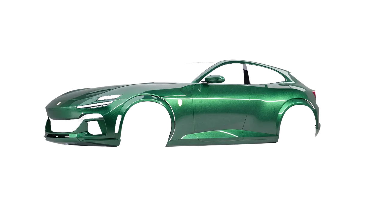 Ferrari Purosangue 2024 wrapped in Envious Green Gloss (KPMF K75407), front three-quarter view