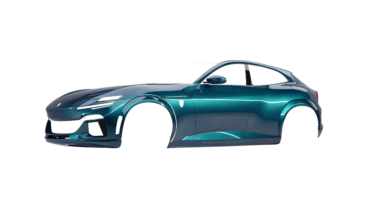 Ferrari Purosangue 2024 wrapped in Excelsior Blue Gloss (KPMF K75441), front three-quarter view