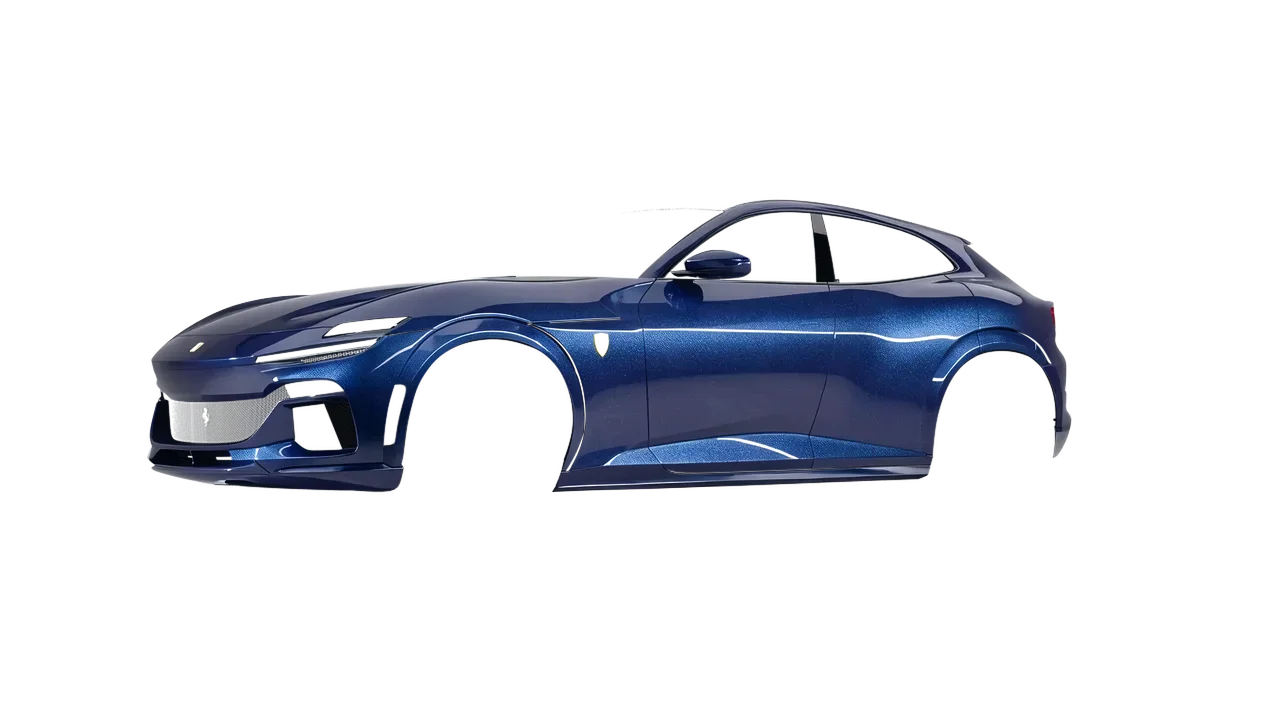 Ferrari Purosangue 2024 wrapped in Magnetic Burst (Avery Dennison SW900-679-M), front three-quarter view