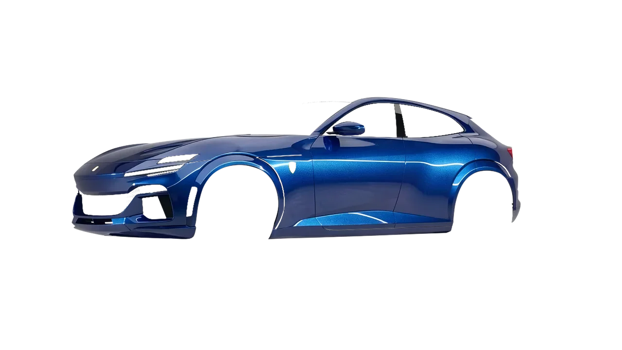 Ferrari Purosangue 2024 wrapped in Night Blue Gloss (ORACAL 970RA-196G), front three-quarter view