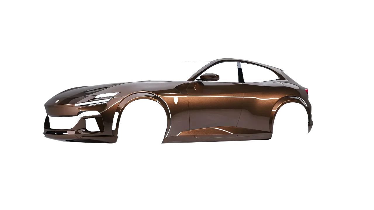 Ferrari Purosangue 2024 wrapped in Orient Brown Gloss (ORACAL 970RA-874G), front three-quarter view
