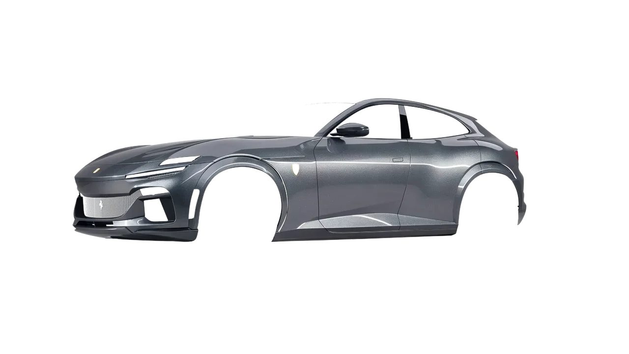 Ferrari Purosangue 2024 wrapped in Pride Prismatic Grey (Avery Dennison SW900-879-M), front three-quarter view