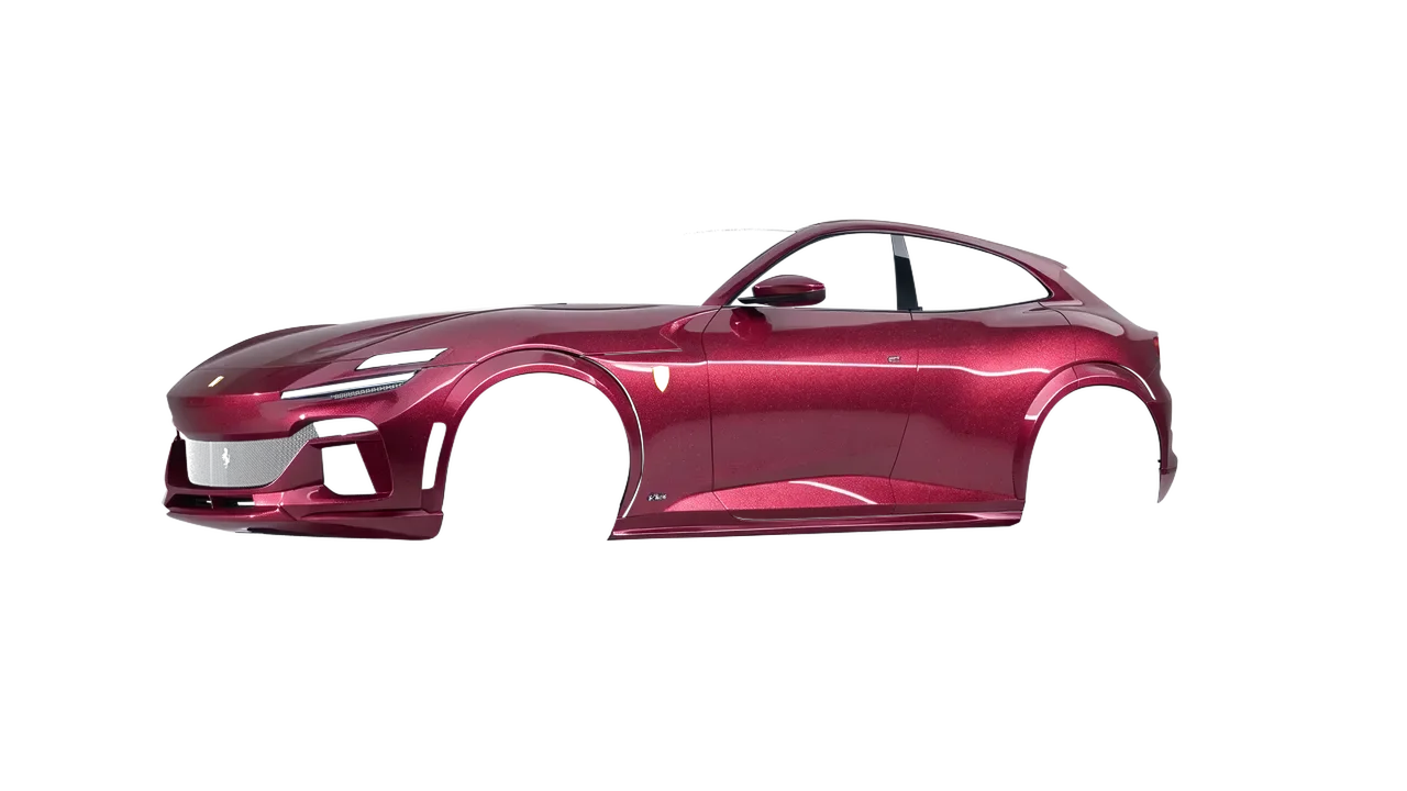 Ferrari Purosangue 2024 wrapped in Spark (Avery Dennison SW900-419-M), front three-quarter view