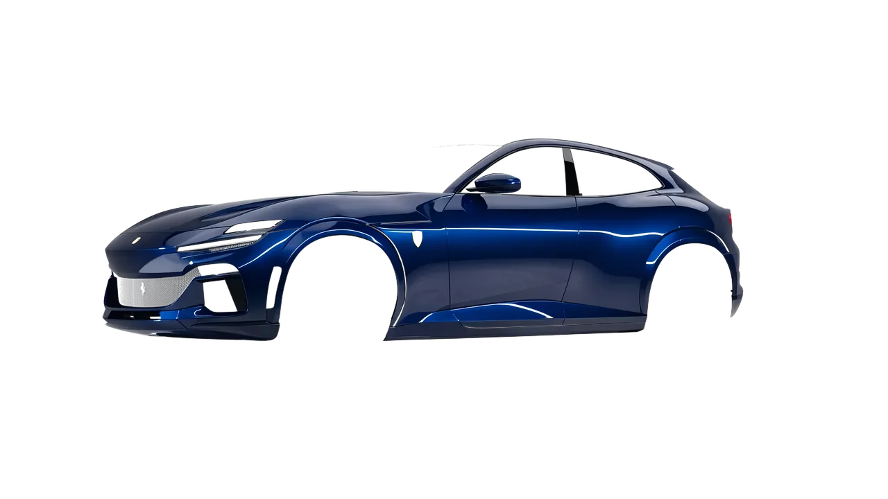 Ferrari Purosangue 2024 wrapped in Midnight Blue (3M GP272), front three-quarter view