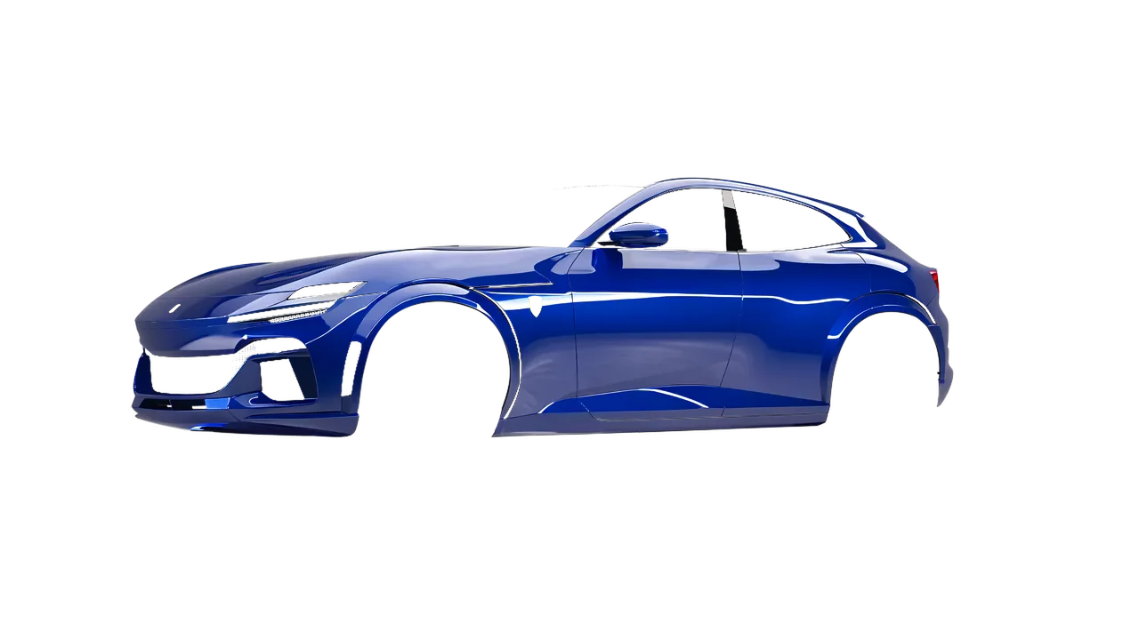 Ferrari Purosangue 2024 wrapped in Night Blue Gloss (ORACAL 970RA-511G), front three-quarter view