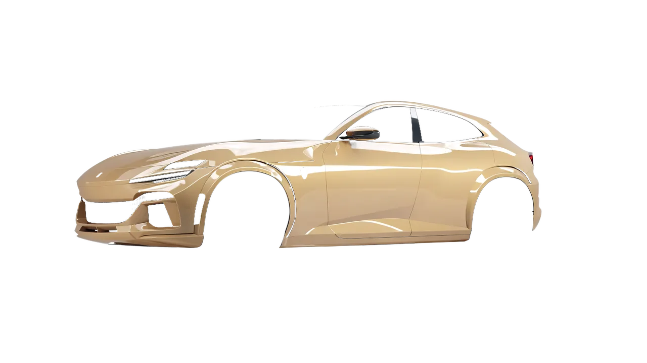 Ferrari Purosangue 2024 wrapped in Papyrus Gloss (ORACAL 970RA-816G), front three-quarter view