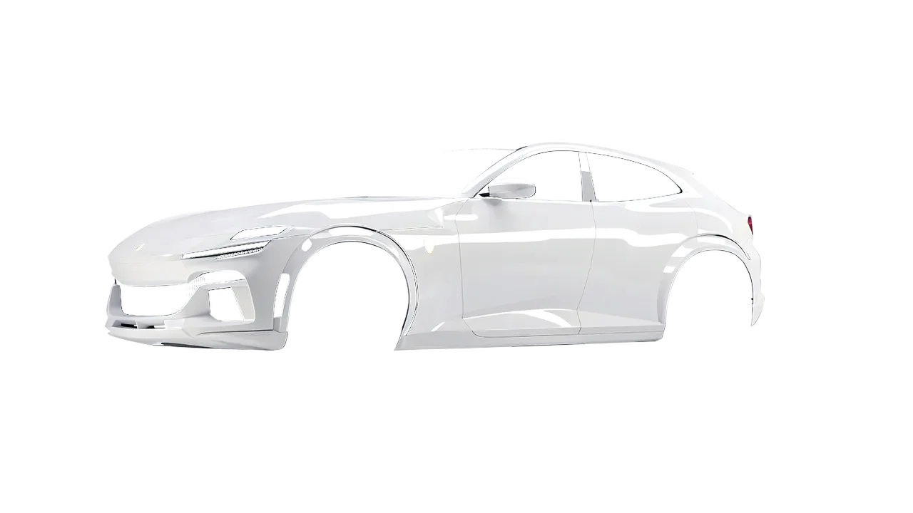 Ferrari Purosangue 2024 wrapped in Perfect White Gloss (KPMF K75444), front three-quarter view